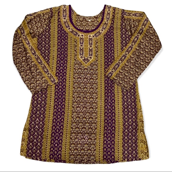 Tops - Women's Gold & Purple Kurti/Tunic